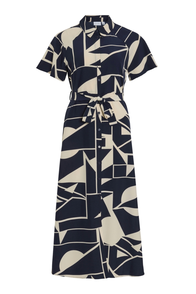 VIEBBA S/S MIDI SHIRT DRESS/KA 14109995 NAVY BLAZER/BIRCH GRAPHIC